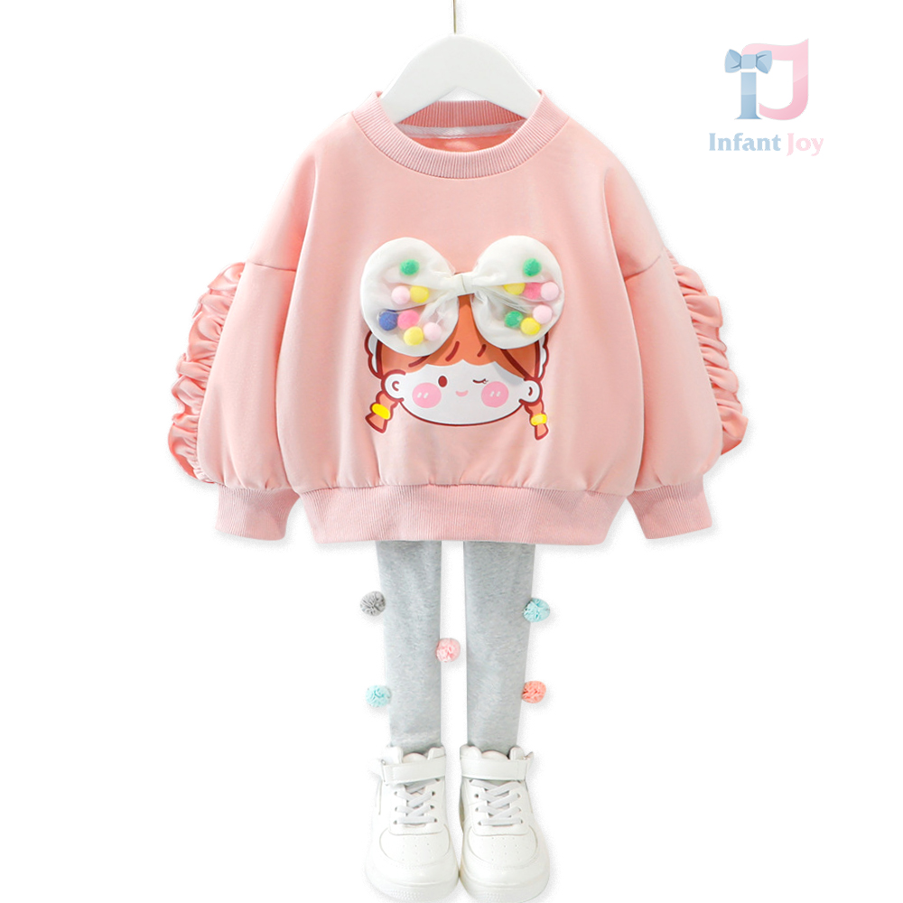 Set de 2 piese cu bucle și pompoane decorative Ribbon Girl Pink