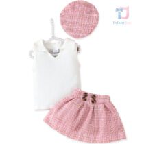 Set de bouclé, top și beretă Trendy Girl Pink