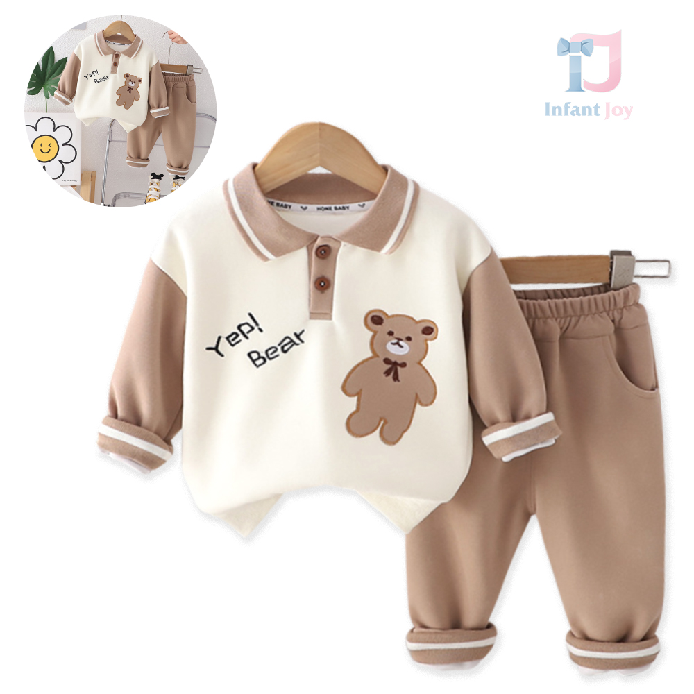 Set de 2 piese cu guler clasic și elemente 3D Yep Bear