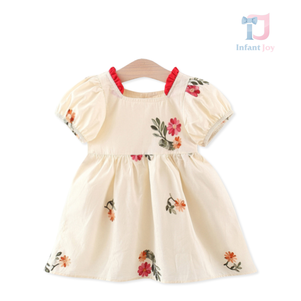 Rochie cu broderie si maneca spectaculoasa Floral Meadow