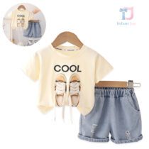 Set de 2 piese cu pantaloni denim și decor 3D Cool Boy