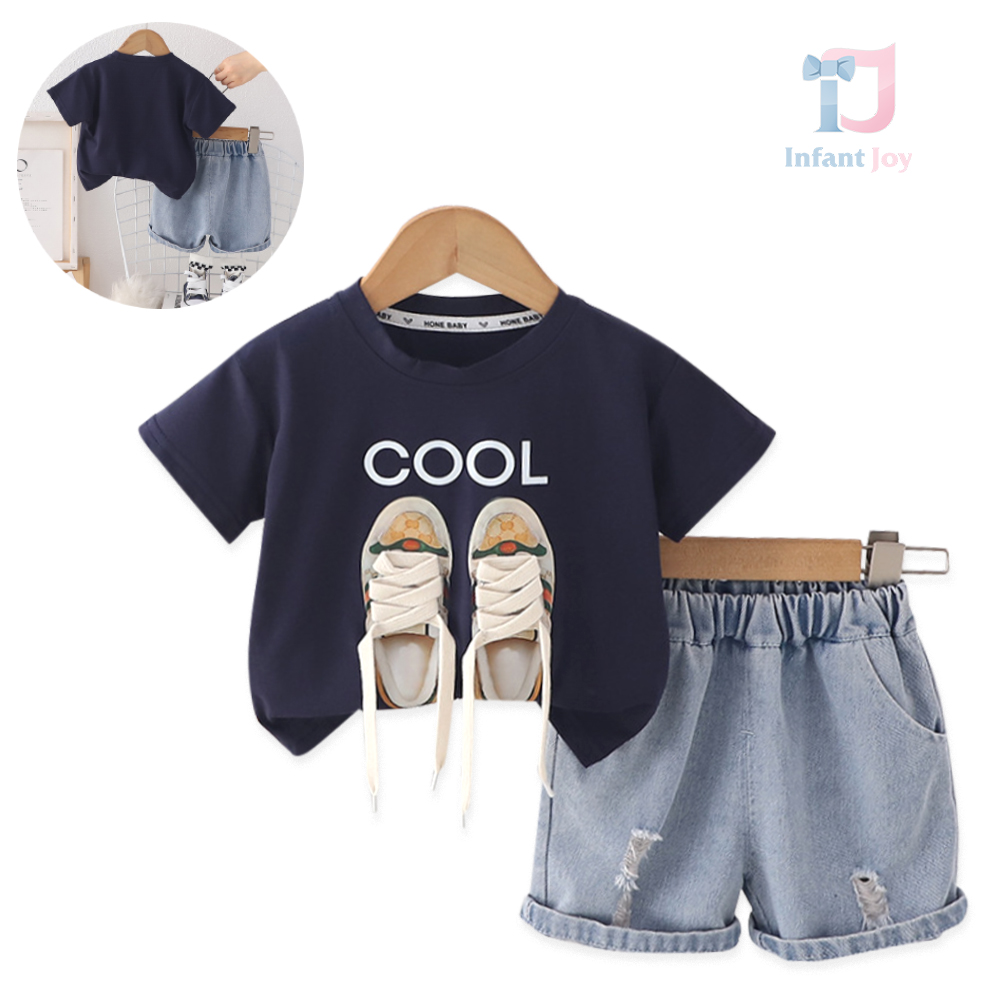 Set de 2 piese cu pantaloni denim și decor 3D Cool Boy Blue