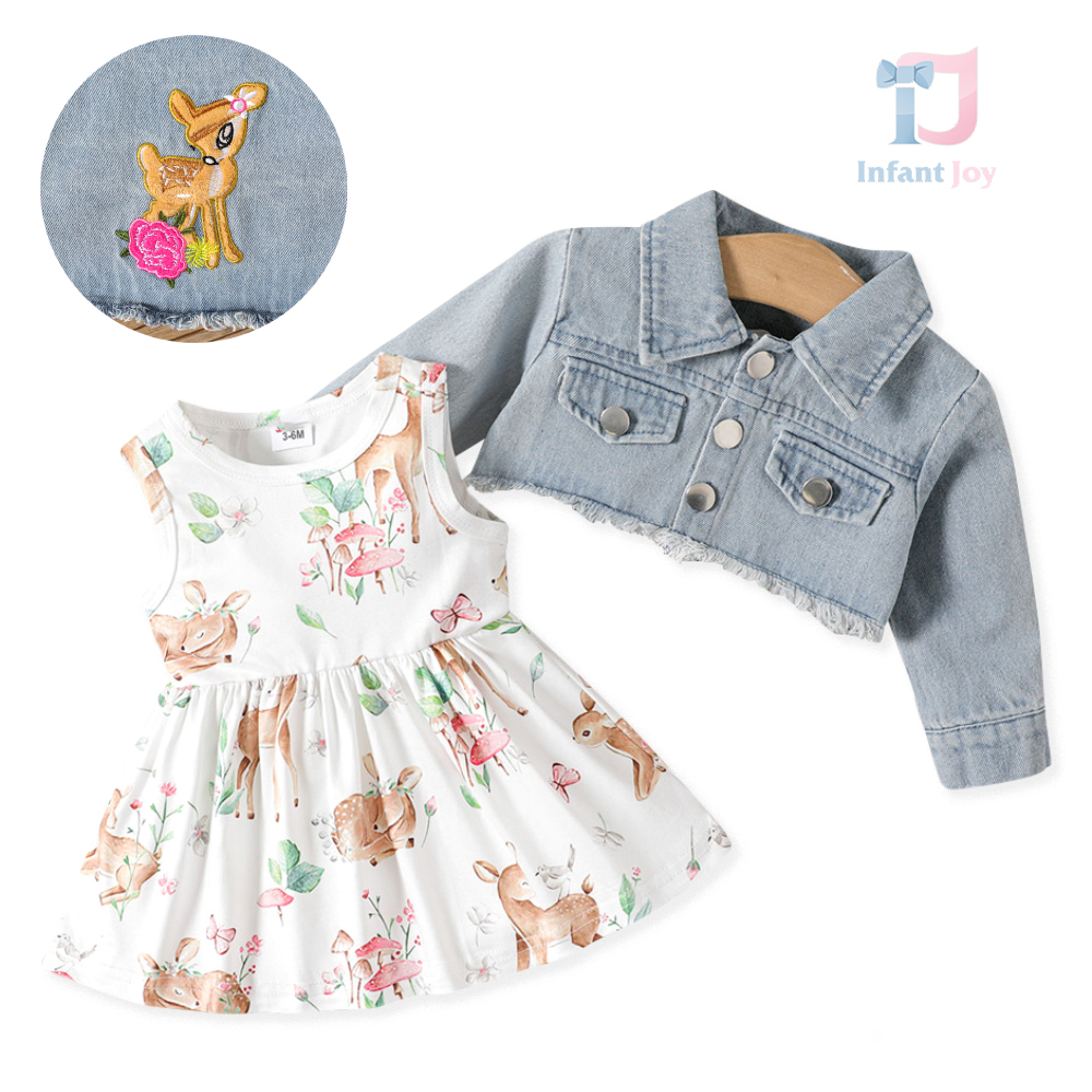 Set cu jachetă scurte din denim și rochie Jeans Deer