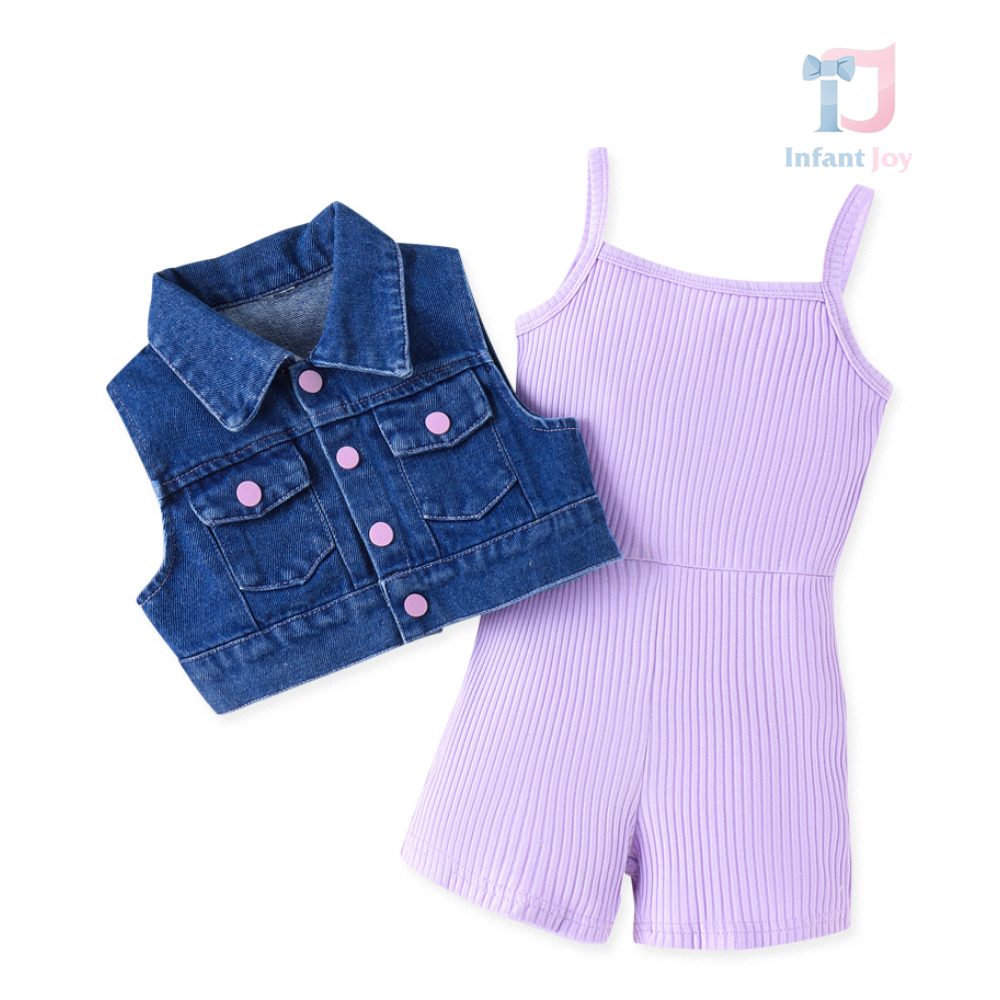 Set de 2 piese cu salopeta si vesta Lavender Urban Chic