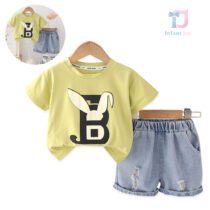 Set de 2 piese cu pantaloni din denim Lime Bunny Boy