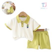 Set de 2 piese cu guler clasic și broderie Lime Fresh Polo