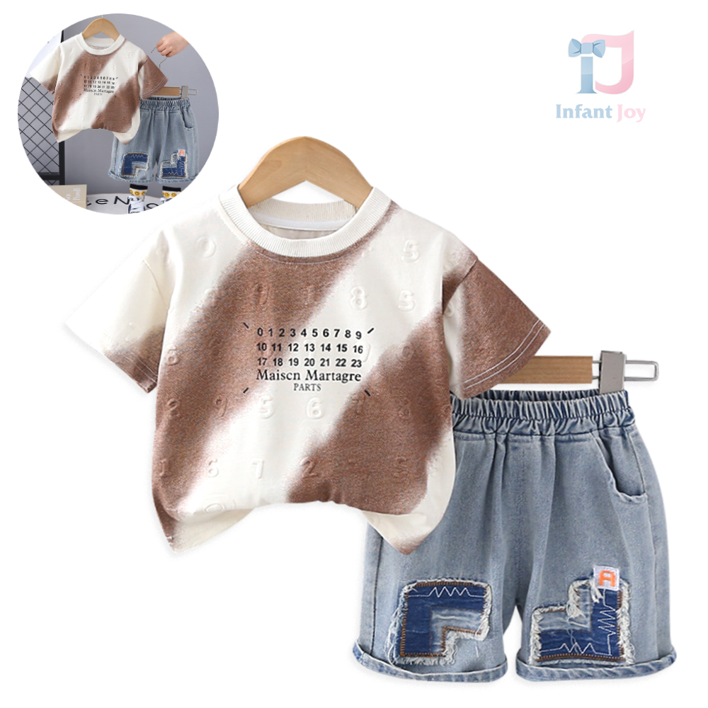 Set de 2 piese cu efect Batik și pantaloni scurti din denim Lucky Numbers