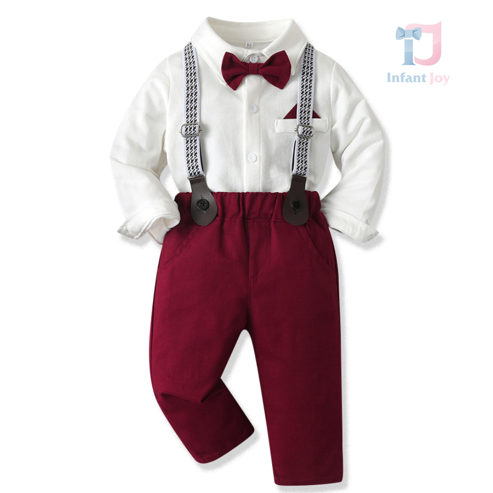 Set formal de 4 piese cu papion și bretele Someone Like Me Red