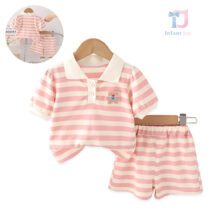 Set de 2 piese cu un guler clasic și o mânecă spectaculoasă Striped Teddy