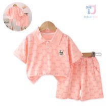 Set de 2 piese cu un guler clasic Teddy Pink Style
