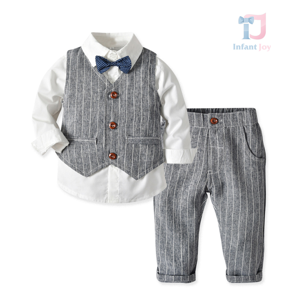 Set oficial de 3 piese cu vestă și papion Classy Stripe