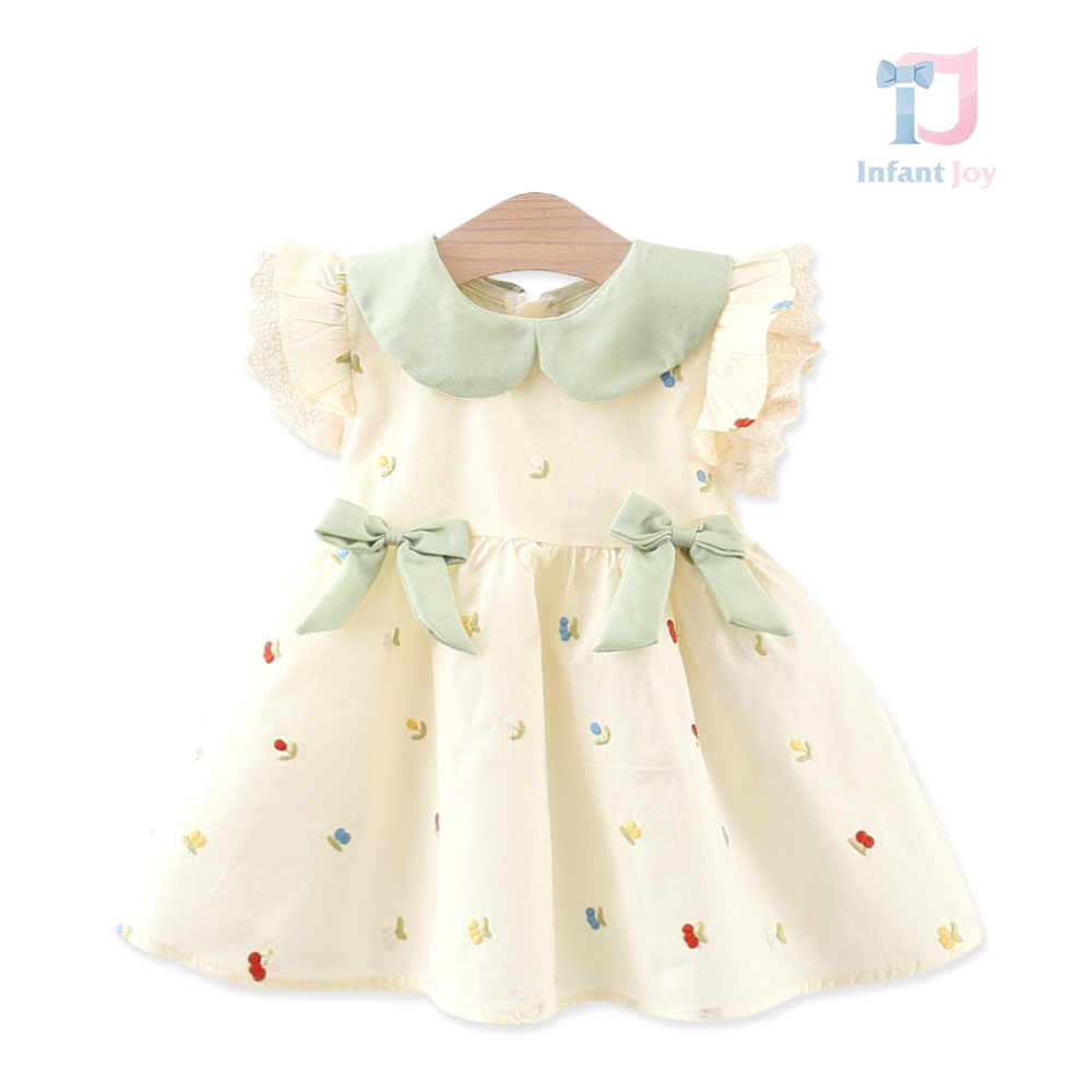 Rochie cu guler spectaculos si broderie Floral Bow