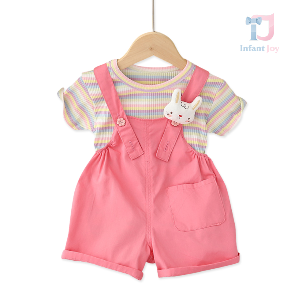 Set de 3 piese cu salopeta si brosa Bunny Wonderland