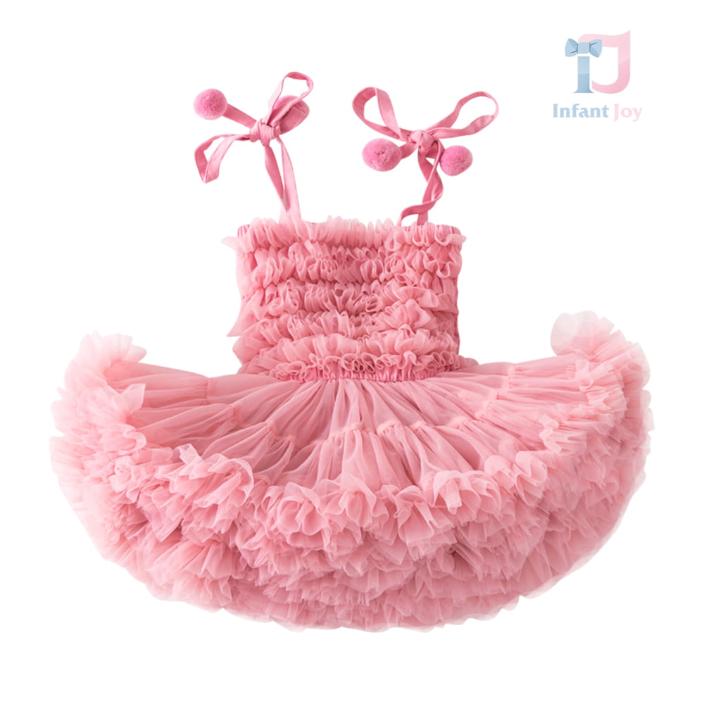 Premium Rochie Tutu si pompoane Candy Rainbow Pinkish