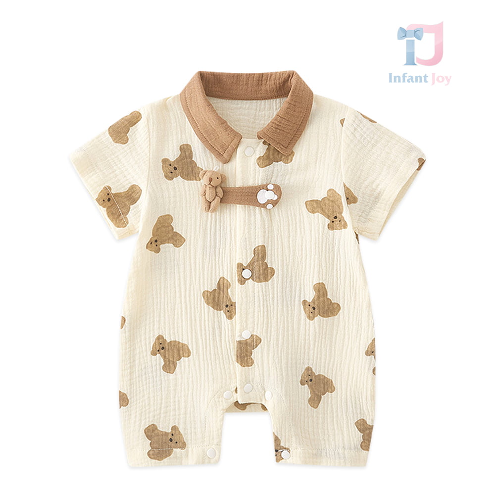 Salopetă de muselină cu elemente 3D Cute Bear