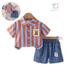 Set de 2 piese cu cămașă și pantaloni scurti din blugi Teddy Bear Look