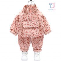 Set sport de 2 piese cu jachetă bomber și guler înalt Skypink Leopard