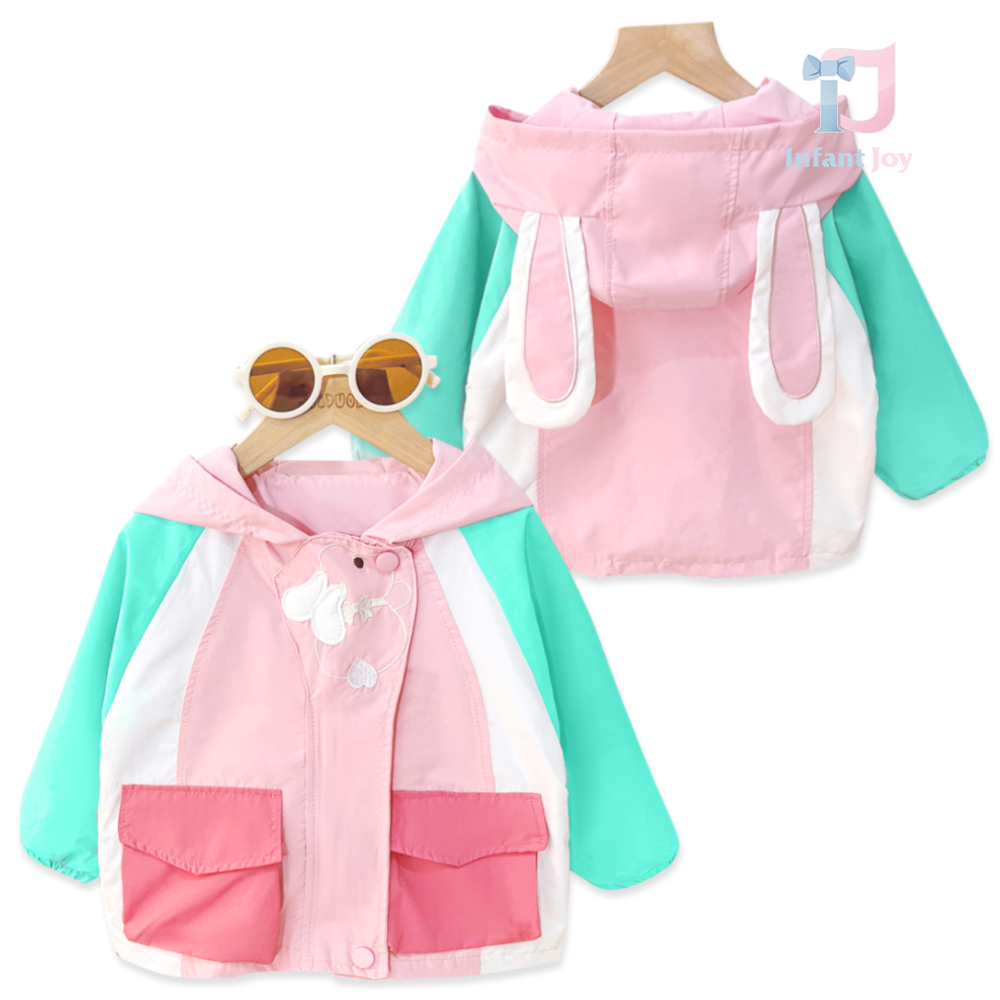 Jacheta cu gluga cu buzunare Pinkish Bunny