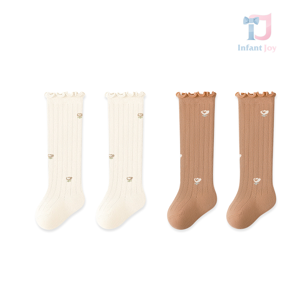 Set de 2 perechi de sosete lungi cu broderie si bucle Gentle Princess