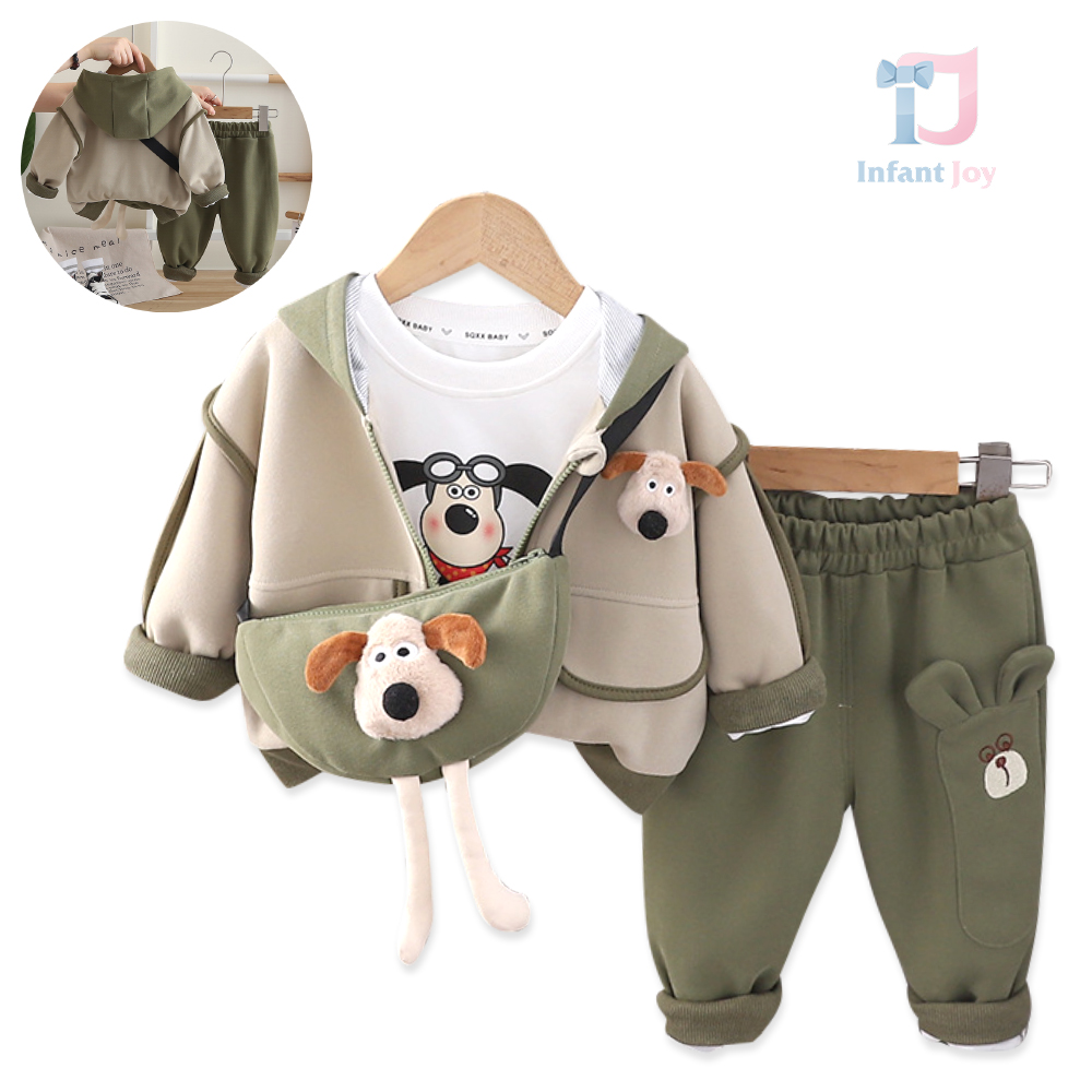 Set sport de 4 piese cu glugă, elemente 3D și geantă de umăr Aviator Pup