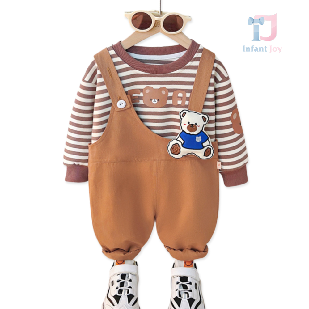 Set de 2 piese cu salopeta cu inchidere asimetrica Bear Agenda Coffee