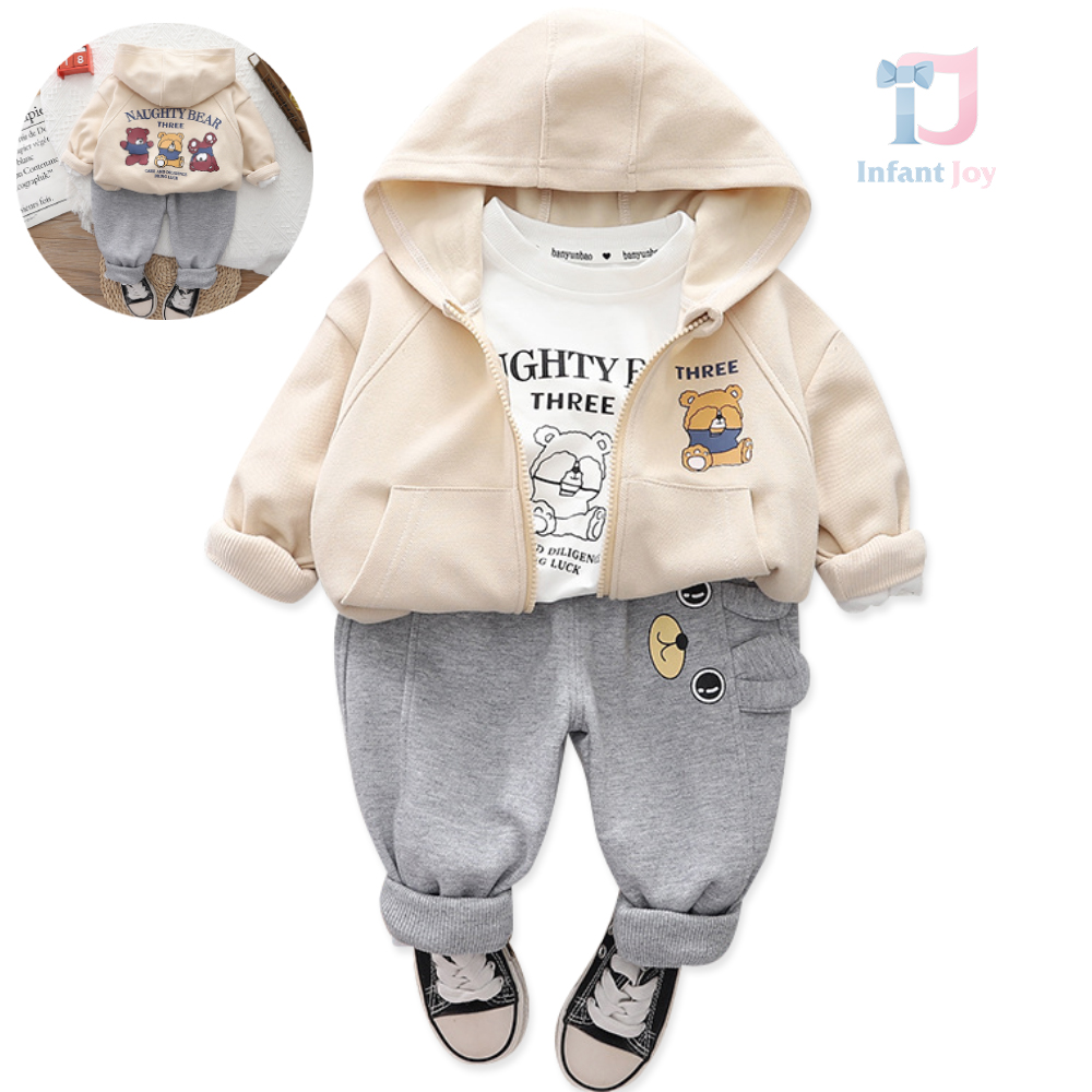 Set sport de 3 piese cu glugă și elemente 3D Bear Elemento