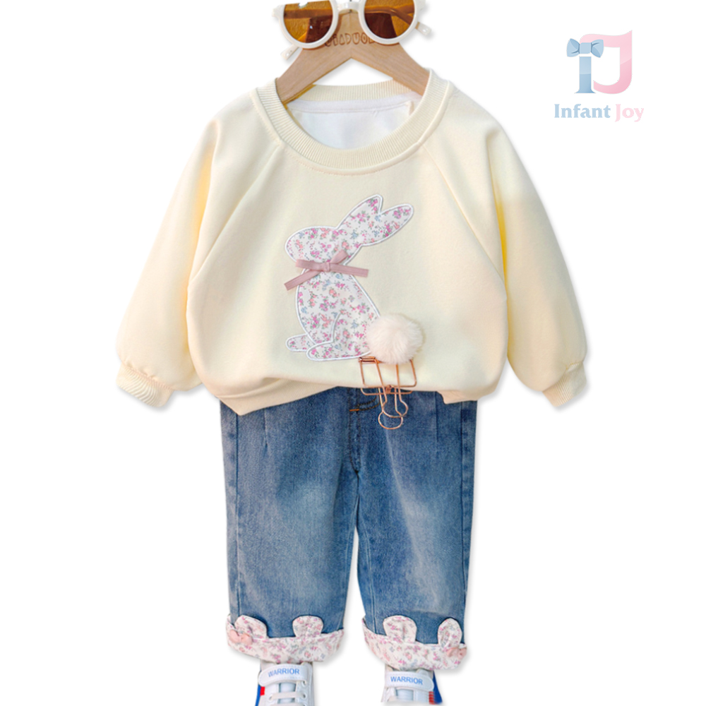 Set de 2 piese cu blugi și elemente 3D Bunny & Flora