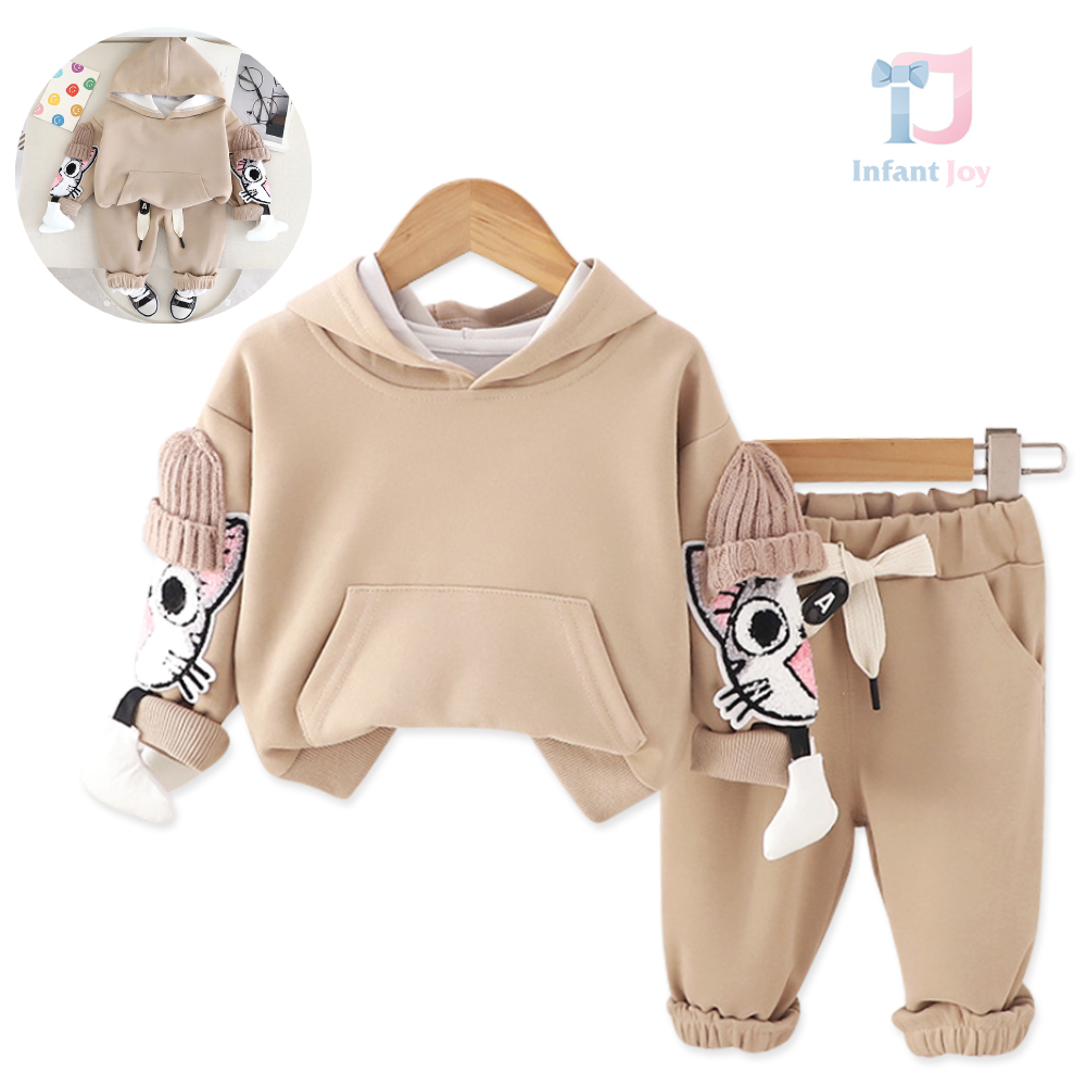 Set premium de 2 piese cu glugă și elemente 3D Cozy Cat Cappuccino