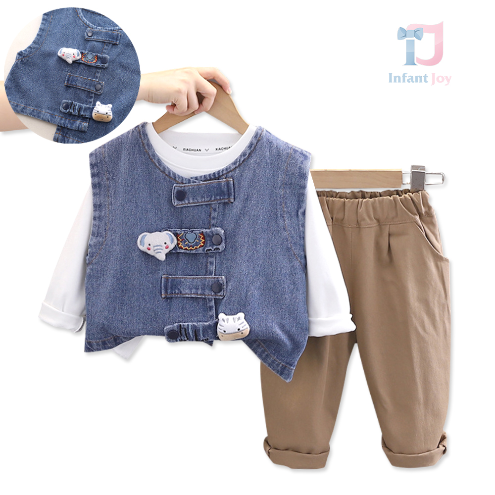 Set de 3 piese cu vestă extravagantă din denim Denim Elephanto