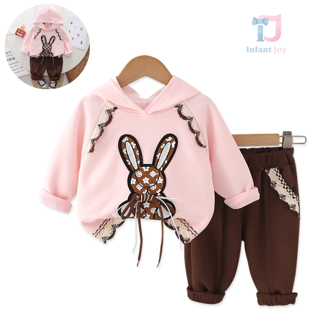 Set Premium de 2 piese cu glugă și cusături moderne Pink Bunny Sissy