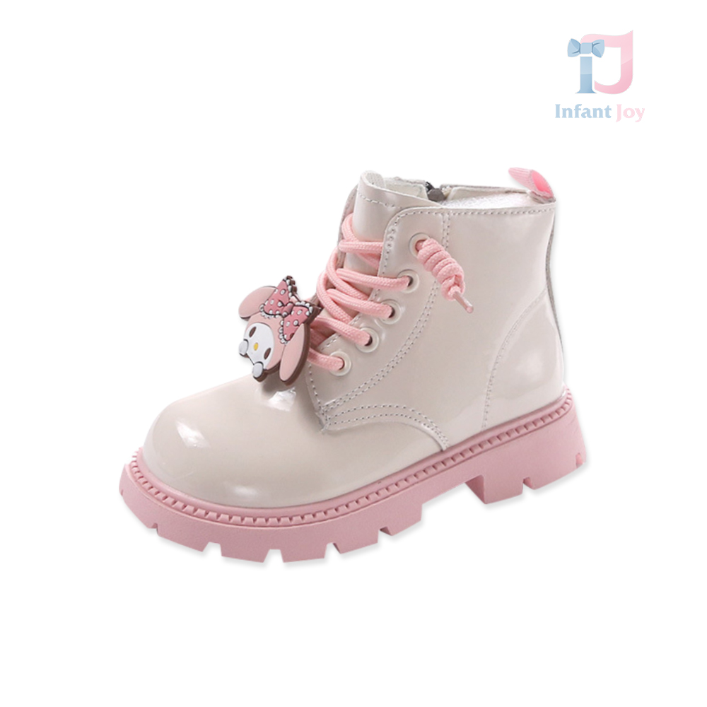 Cizme lăcuite cu fermoar și elemente 3D Pink Charm