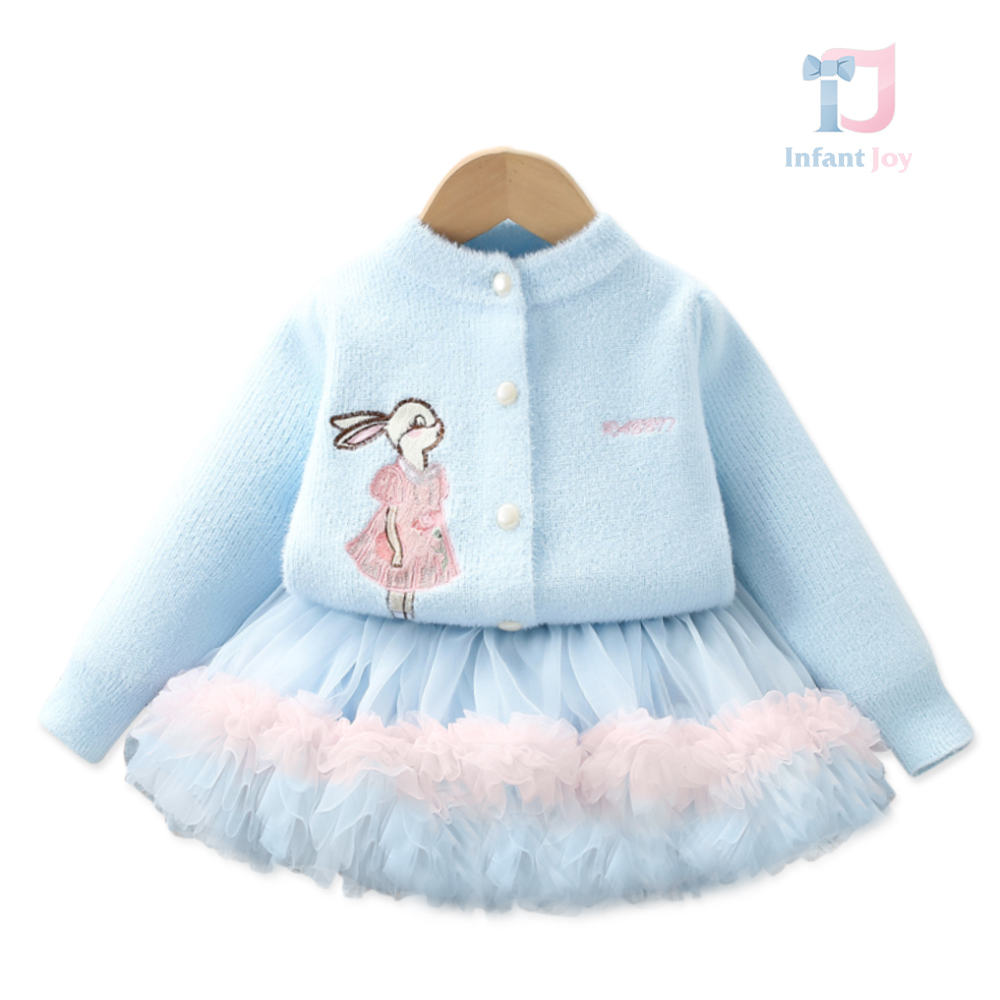 Set premium de 2 piese cu vestă si fustă tutu bogată Ballet Bunny Blue