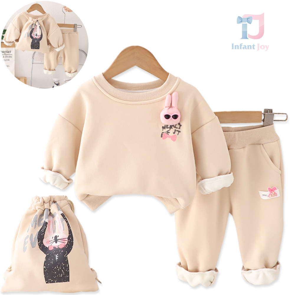 Set matlasat de 3 piese cu iepuraș 3D și geantă Cool Bunny Beige