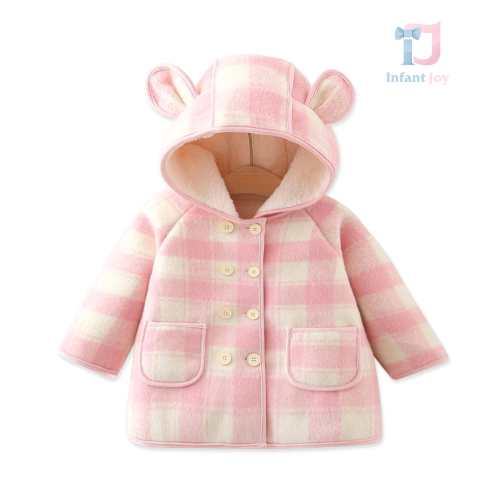 Palton cu glugă și urechi adăugate 3D Pastel Plaid