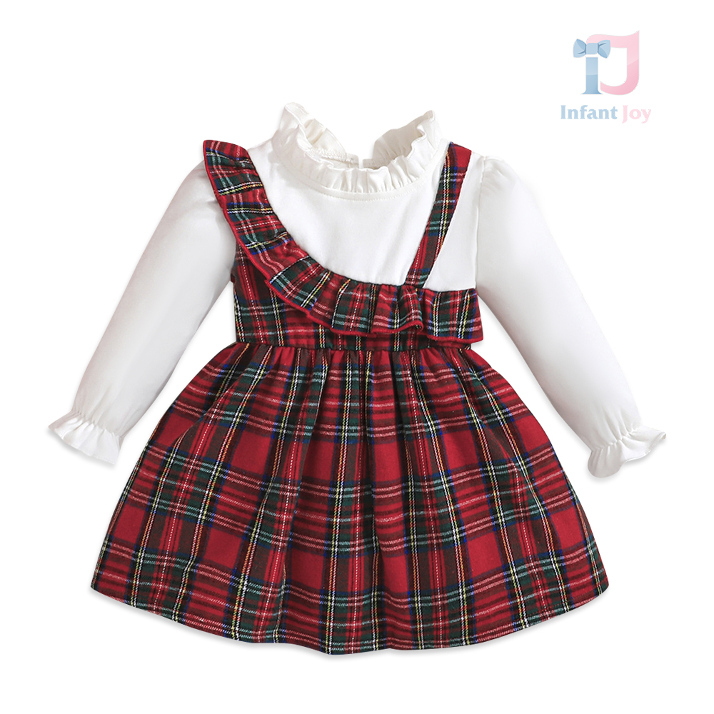 Rochie festivă cu mânecă lungă și guler cu volane efect Christmas Charm