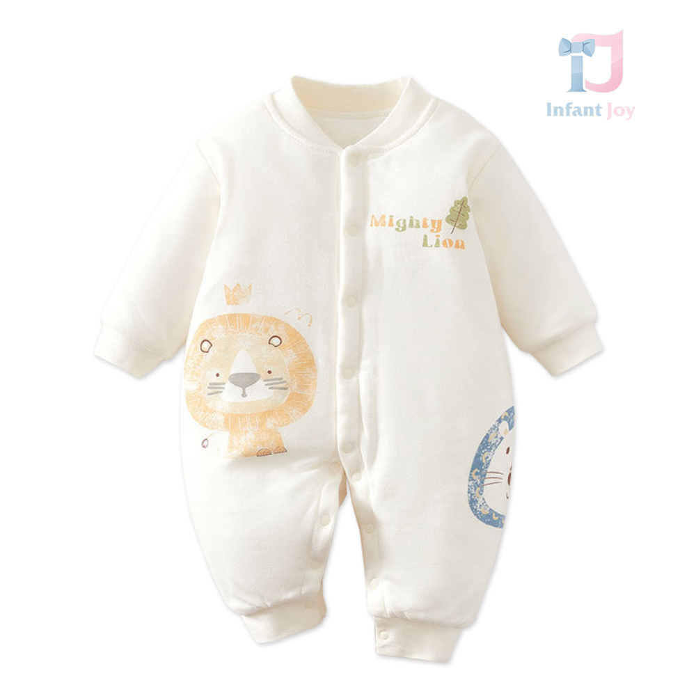 Salopetă din bumbac cu umplutură din puf eco și butoane Little Lion King