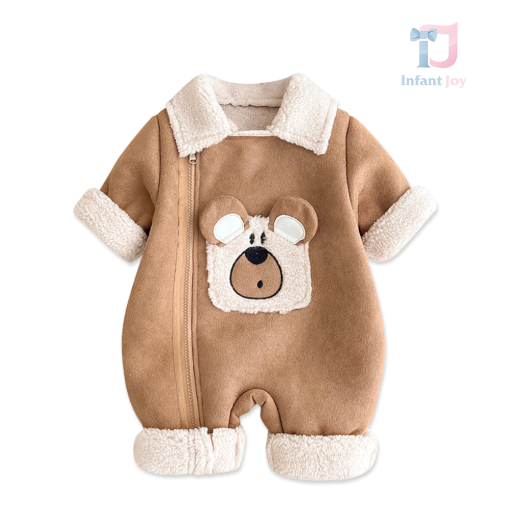 Salopetă premium călduroasă din piele ecologică cu pluș și închidere asimetrică Bear Warmth