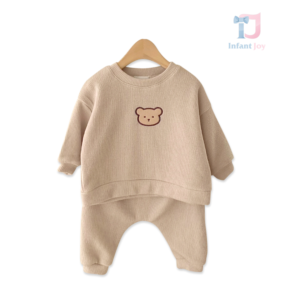 Set de 2 piese cu tricot în relief şi aplicații spectaculoase Gentle Bear Beige