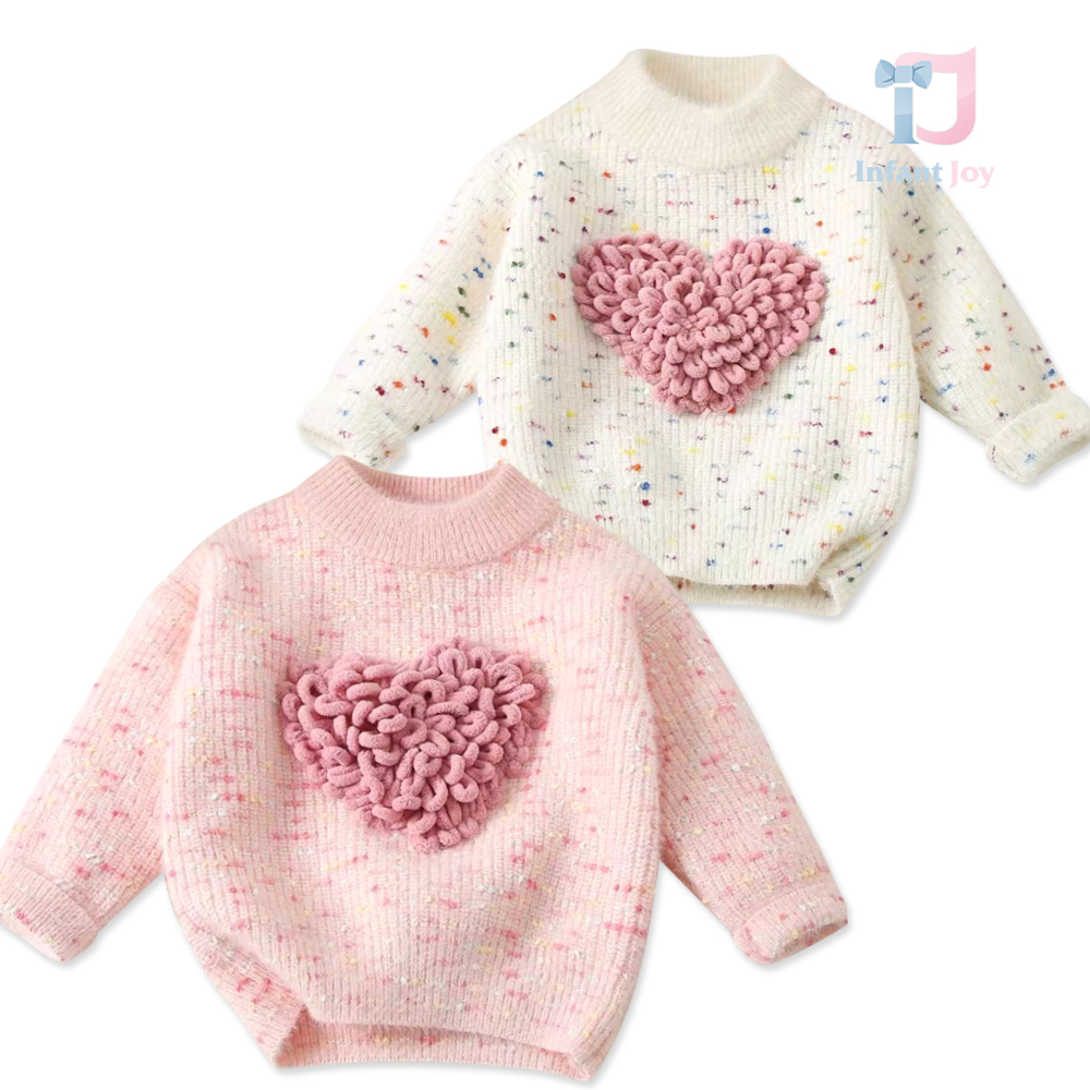 PREMIUM pulover cu melange și elemente 3D din tricot de pluș Cuddle Heart – 2 culore