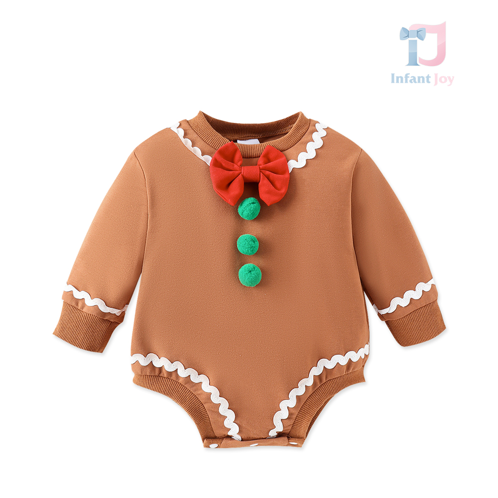 Body cu elemente 3D și volane efect Cute Christmas Gingerbread