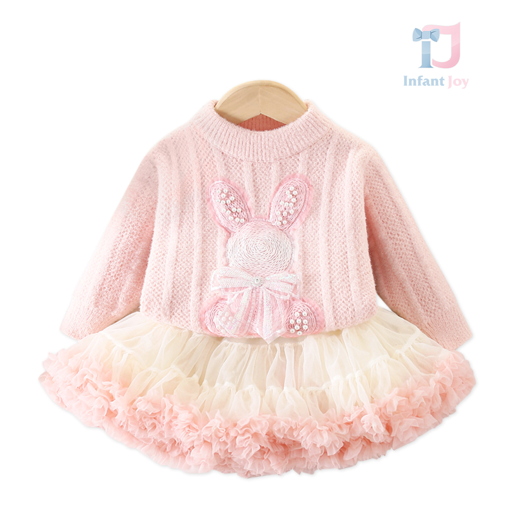 Set premium de 2 piese cu pulover și fustă tutu bogată Pastel Bunny Charm
