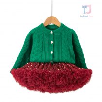 Set premium de 2 piese cu vestă și fustă cu tutu mare Twinkle Star Green