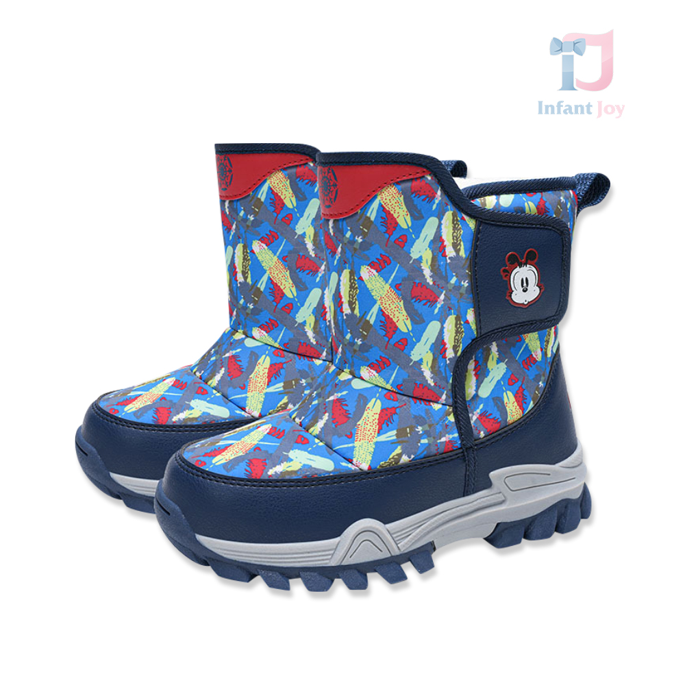 Premium Cizme îmblănite cu talpă aderentă și închidere Velcro Winterland Navy