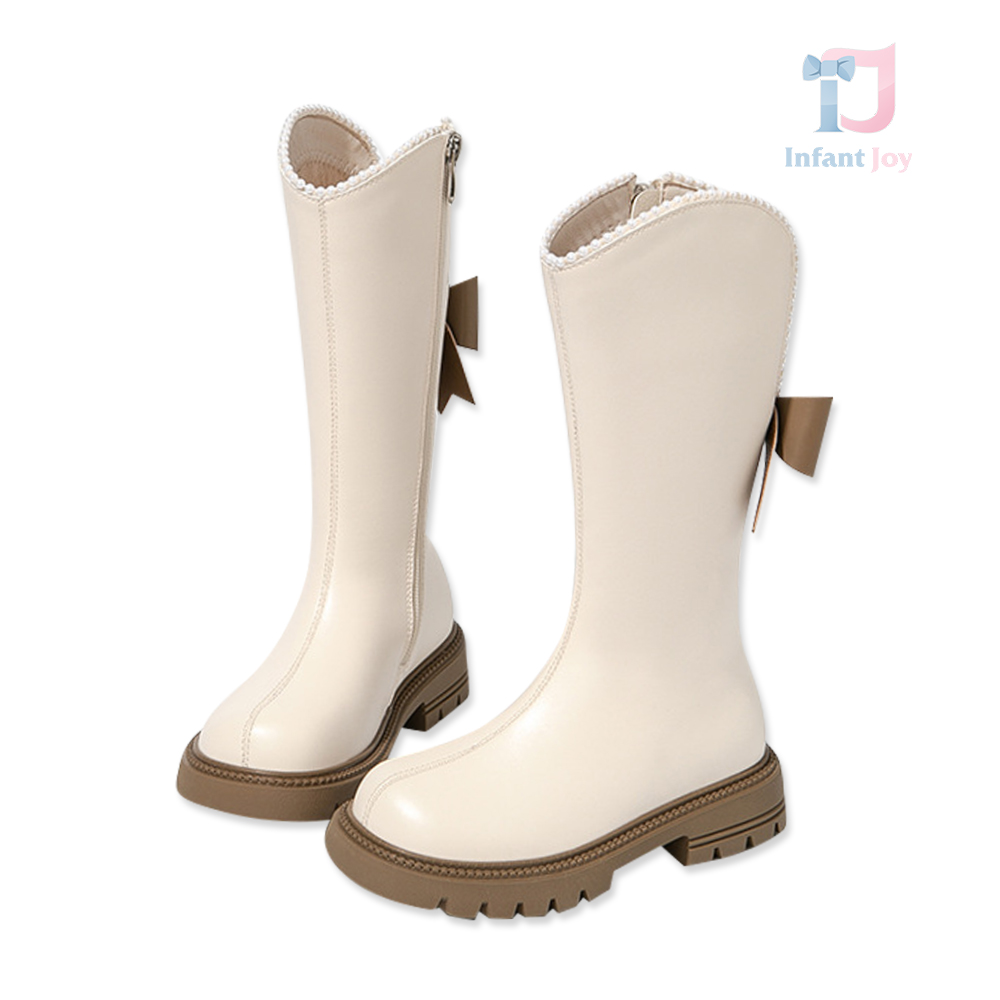 Cizme elegante Premium cu perle și panglici Miss Caprice Vanilla