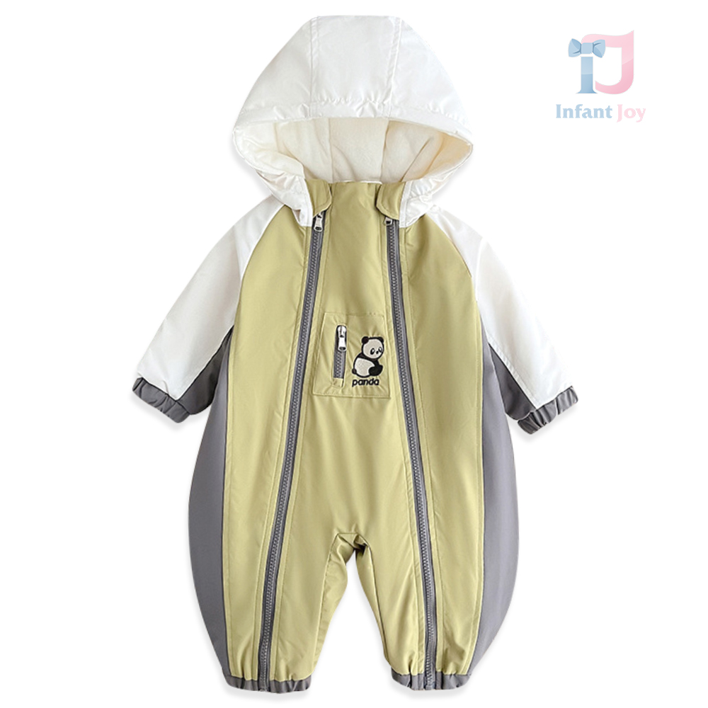 Combinezon călduros și impermeabil cu glugă și închidere dublă Arctic Panda Green