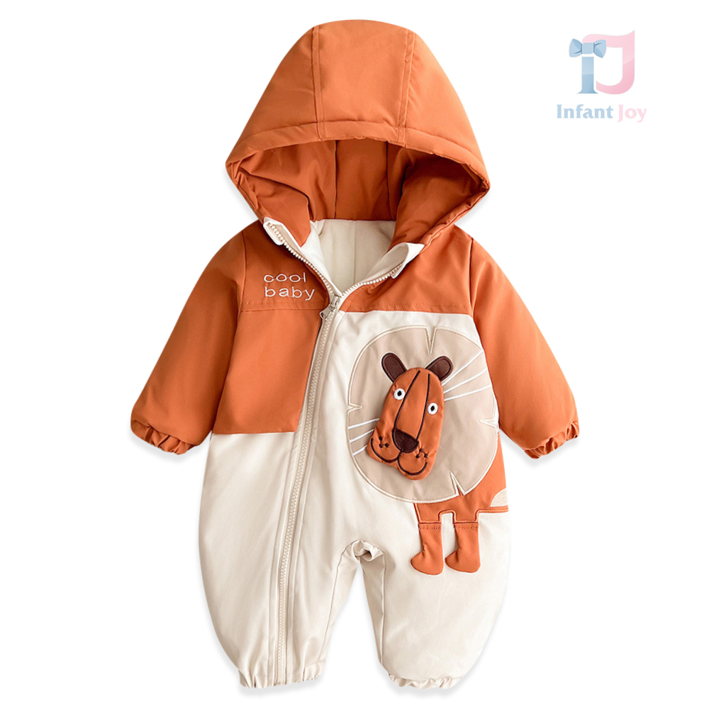 Combinezon impermeabil cu închidere asimetrică și aplicație 3D adăugată Brave Lion