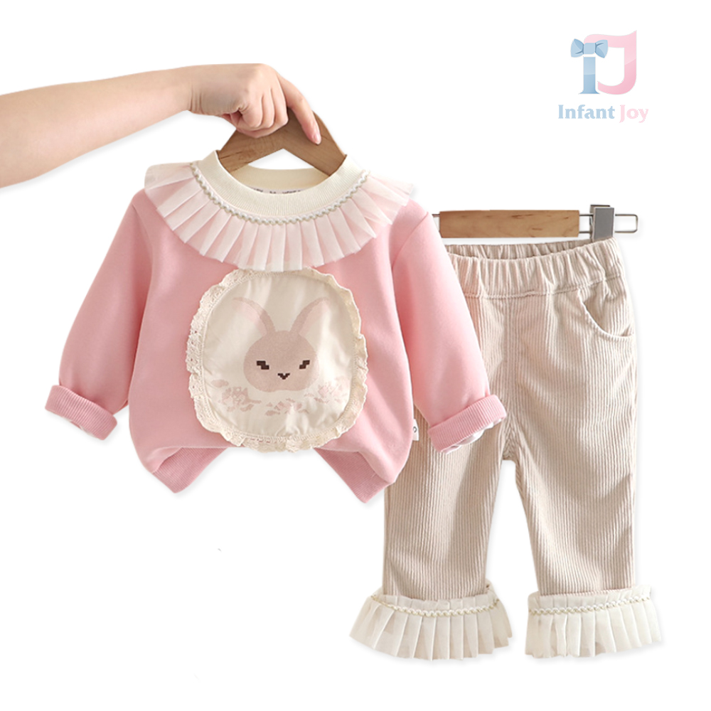 Set premium de 2 piese cu pantaloni, tricot decorativ și ornamente din dantelă Bunny Unique