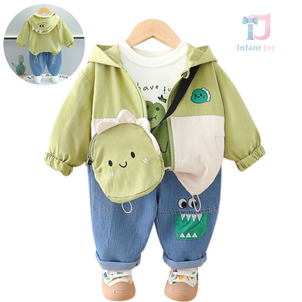 Set de 4 piese cu jachete, pantaloni denim și geantă de umăr Dino Have Fun