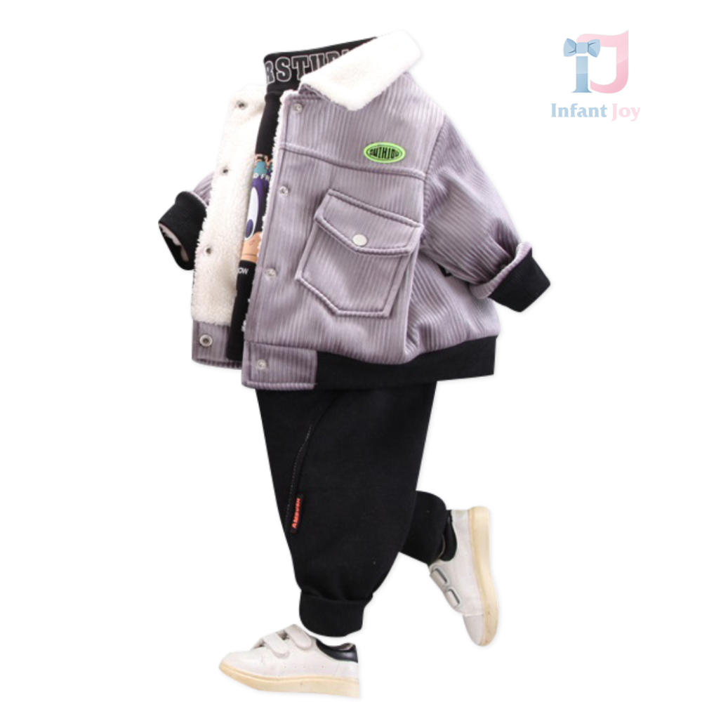 Set premium de 3 piese cu jachetă din catifea Fashion Looney Eggplant