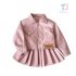 Set modern din 2 piese, cu jachetă din piele ecologică și fustă plisată Cool School Girl Pink
